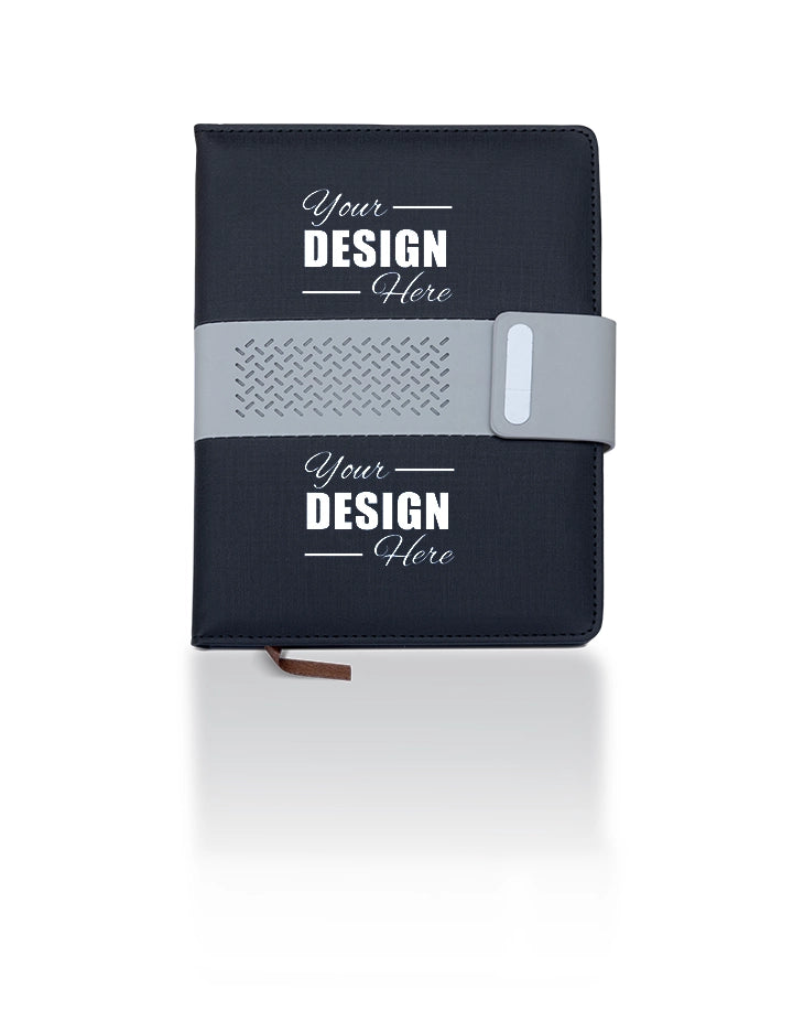 Premium Black A5 Promotional Notebook – 100 Sheets – Leather Base, Customizable Corporate Gift